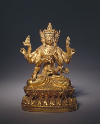 图片[1]-Bronze gilded statue of Buddha Mother-China Archive